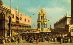 Venice: the Giovedi Grasso Festival in the Piazzetta by Canaletto