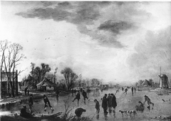 VERVALLEN Winterlandschap met schaatsenrijders, by Aert van der Neer