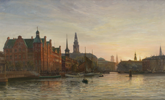 View from Borsgraven Towards Borsen, Christiansborg And The Towers. by Vilhelm Arnesen