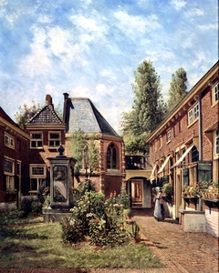 View of the St. Annahofje in Leiden by Timotheus Wilhelmus Ouwerkerk