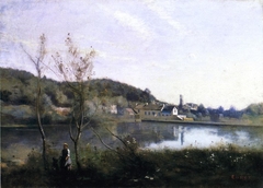 Ville-d'Avray, le grand étang et ses villas by Jean-Baptiste-Camille Corot