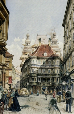 Wien, alter und neuer Regensburger Hof am Lugeck, 1897 by Franz Poledne