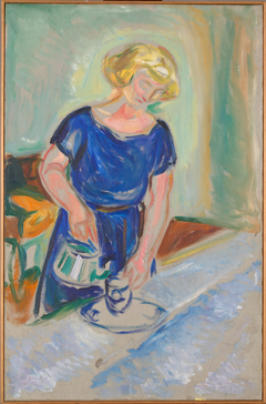 Woman in a Blue Dress Pouring Coffee by Edvard Munch