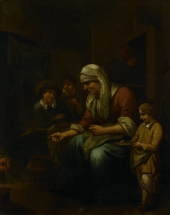 Woman making pancakes by Bernardus van Schijndel