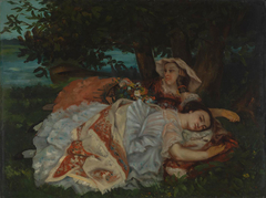 Young Ladies on the Bank of the Seine by Gustave Courbet