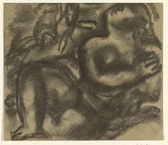 Zittend vrouwelijk naakt in een landschap by Leo Gestel