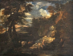 A Landscape with Mercury and Argus by follower of Salvator Rosa