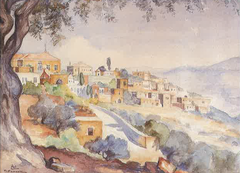 A View of Deir Al-Qamar from Baaqline by Moustafa Farroukh