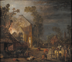 A Village Looted at Night by Esaias van de Velde