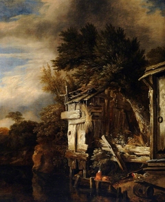 A Wooded River Landscape with Poultry by a Hut by Cornelis Gerritsz Decker