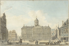 Amsterdam, de Dam met het Stadhuis en de Waag by Reinier Vinkeles