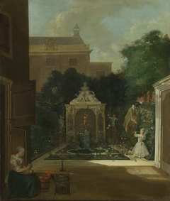 An Amsterdam Canal House Garden by Cornelis Troost