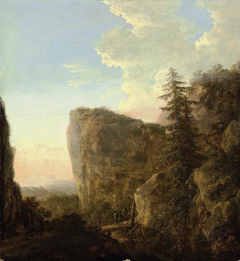 An Italianate landscape with a muleteer and travellers on a mountain track by Jan Both