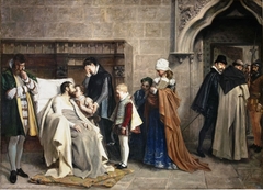 Antonio Pérez recibiendo a su familia después del tormento by Vicente Borrás y Mompó