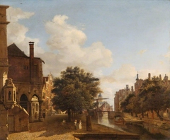 Architectural Fantasy, with the Old Town Hall, Amsterdam by Jan van der Heyden