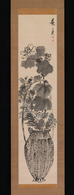 Autumn Flowers in a Bamboo Basket by Yosa Buson