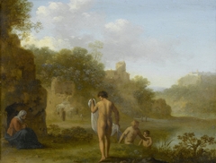 Bathing men by Cornelius van Poelenburgh