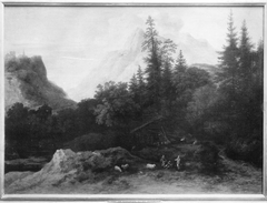 Baumlandschaft mit Hochgebirge by Allaert van Everdingen