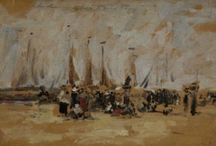 Beach Scene, possibly Harfleur by Eugène Boudin