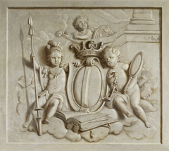 Bovendeurstuk met allegorie op de stad Dordrecht by Abraham van Strij