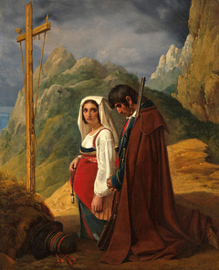 Brigand and his wife in prayer by Léopold Robert