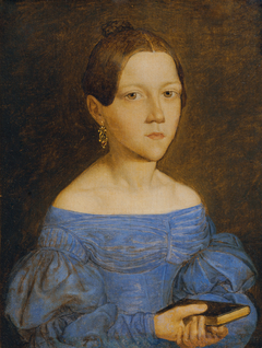 Brustbild eines jungen Mädchens in blauem Kleid by Friedrich Wasmann