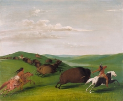 Buffalo Chase with Bows and Lances by George Catlin