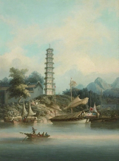 Chinese Scene with Pagoda and Boats by William Alexander