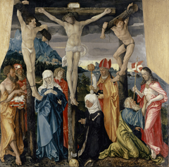 Christ Crucified with the Thieves, Saints, and a Female Donor by Hans Baldung Grien