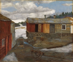 Courtyard in Slush at Røros by Harald Sohlberg