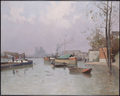 Crue de la Seine, aux abords du canal Saint-Martin, en novembre 1896 by Gustan Le Sénéchal de Kerdréoret