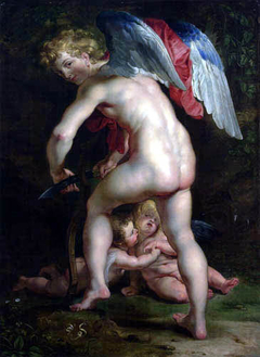 Cupid (Eros) Carves the Bow by Peter Paul Rubens