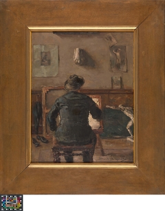 De kunstenaar in zijn atelier by David Oyens