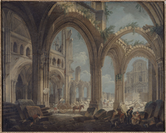 Démolition de l'église Saint-Jean-en-Grève, en 1800 by Pierre-Antoine Demachy