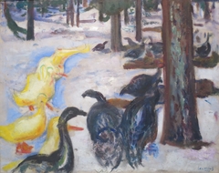 Ducks and Turkeys in Snow by Edvard Munch