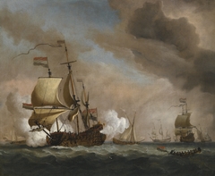 Dutch Flagship in a Fresh Quartering Breeze by Willem van de Velde the Younger