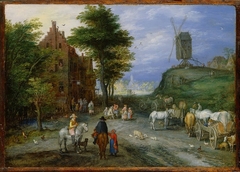 Edge of a village with windmill by Jan Brueghel the Elder