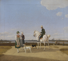 Ein Reiter und zwei Bauernmädchen by Wilhelm von Kobell