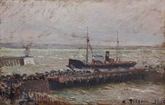 Entrance to the Harbour at Le Havre, Overcast Sky by Camille Pissarro