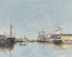 Fécamp, le bassin by Eugène Louis Boudin