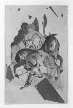 Feuerochse, grünes Pferd u. Steinbock by Franz Marc