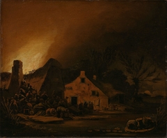 Fire in a Farmhouse by Egbert van der Poel