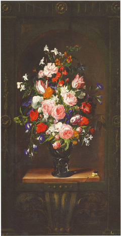 Flowers in a glass vase in a decorated niche, 1660 by Daniel Seghers