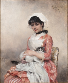 Girl with a cat by Albert Edelfelt