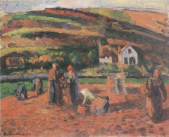 Harvestring Potatoes, Pontoise by Camille Pissarro