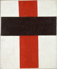 Hieratic Suprematist Cross (large cross in black over red on white) by Kazimir Malevich