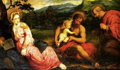 Holy Family in a Landscape with John the Baptist by Paris Bordone