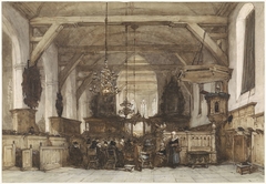 Interieur van de kerk te Maasland by Johannes Bosboom