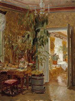 Interior from the Hallonblads' Home, Hympölä Manor by Adolf von Becker