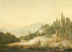 Italian Landscape with a House, Gate, Tower and Distant Hills by Richard Wilson